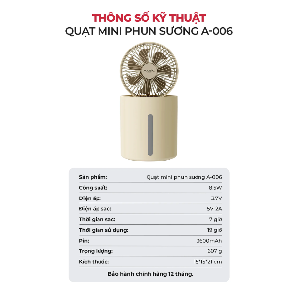 Quạt mini Magic A-006 55W – Quạt để bàn 3 cấp độ gió, tiện lợi và mạnh mẽ